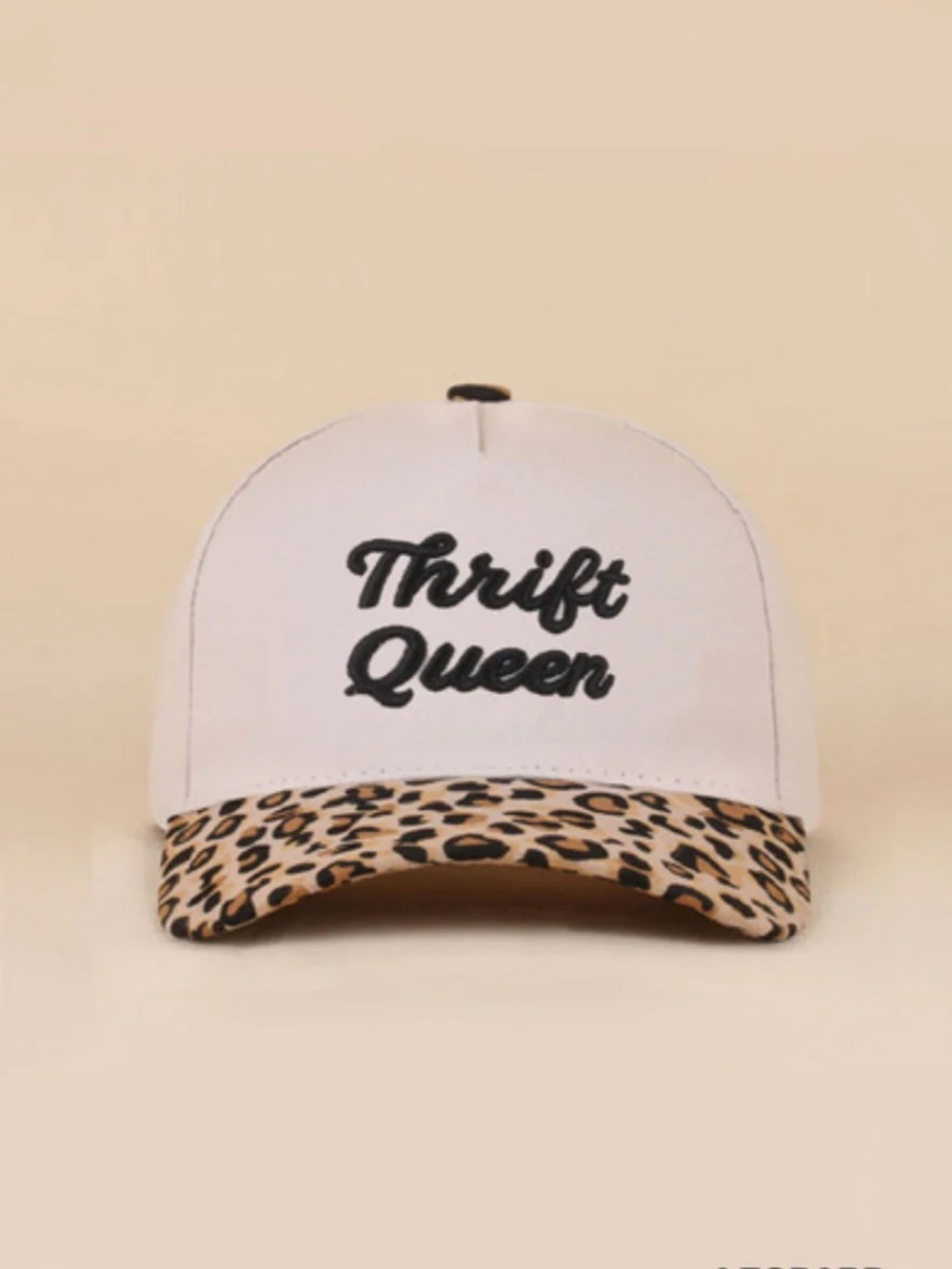 Thrift Queen Leopard Bill Baseball Cap - cream
